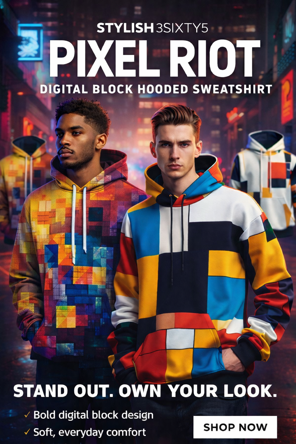 Pixel Riot Digital Block Hooded Sweatshirt