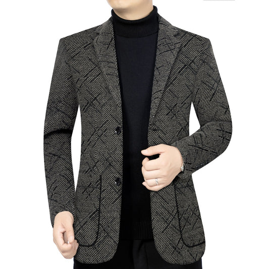 Stylish 3Sixty5 elite formal overcoat in a sophisticated grey check pattern for elegant occasions