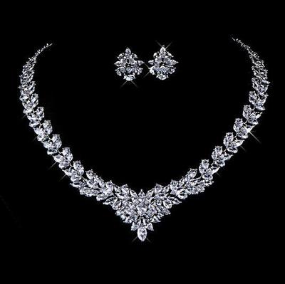 Stylish 3Sixty5 floral zircon jewelry set featuring a necklace and matching earrings with sparkling design