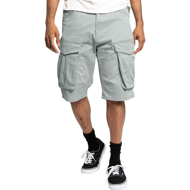 Forgewear cargo shorts for men in light gray with multiple pockets and a relaxed fit