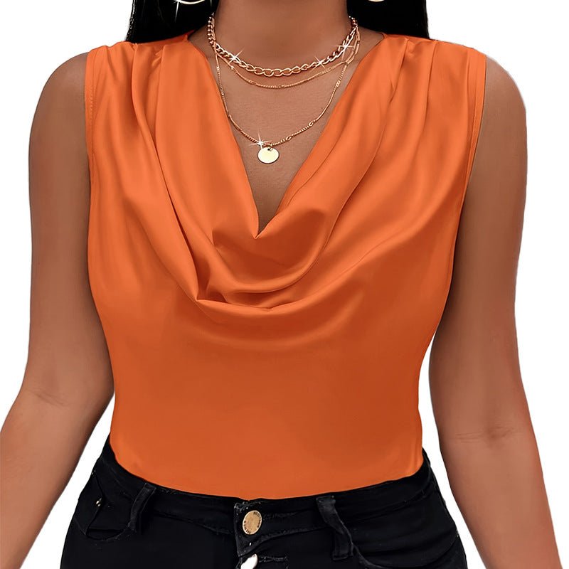 Luxury Satin Pile Collar Sleeveless Vest - Stylish 3Sixty5