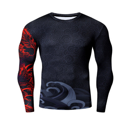 Stylish 3Sixty5 men’s soft long sleeve tee with a striking dragon and wave design