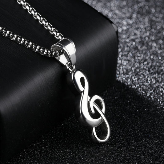 Stylish 3Sixty5 musical note necklace in silver featuring a sleek design on a chain