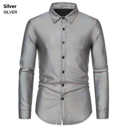 Rhombus Bronzed Button - Up Shirt - Stylish 3Sixty5