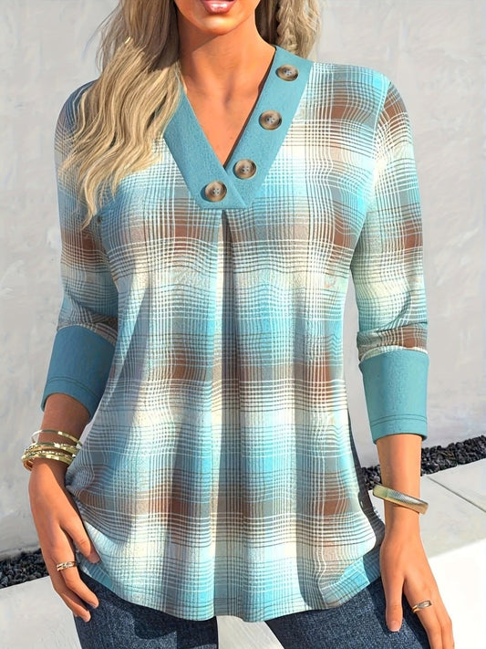 Seraph V - Line Button Knit Top - Stylish 3Sixty5