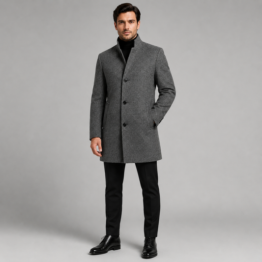 Modern Crest Mid-Length Coat for Men