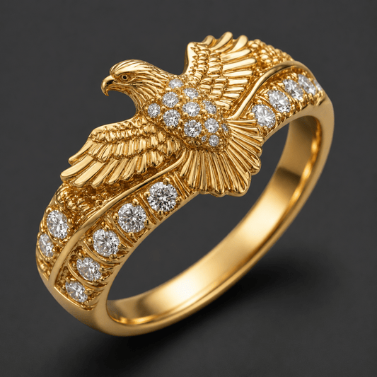 Golden Crest Eagle Ring - Stylish 3Sixty5