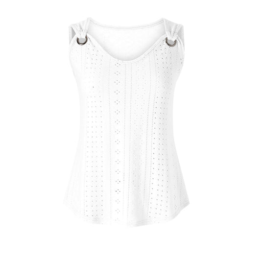 Stylish 3Sixty5 timeless solid color tank top in white with unique design and details