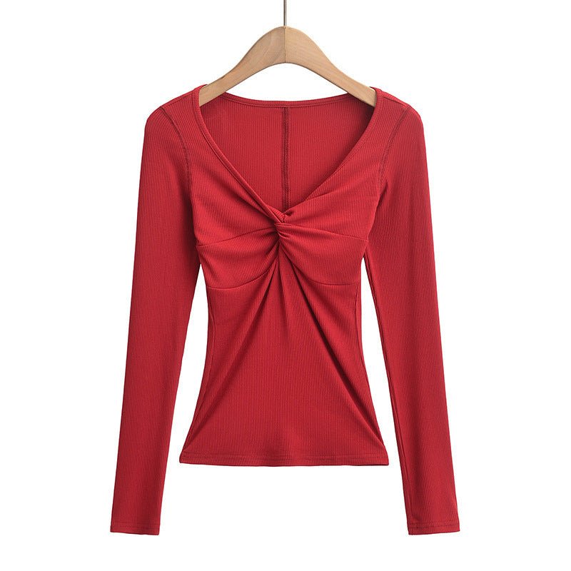 Twisted Allure French Crop Top - Stylish 3Sixty5