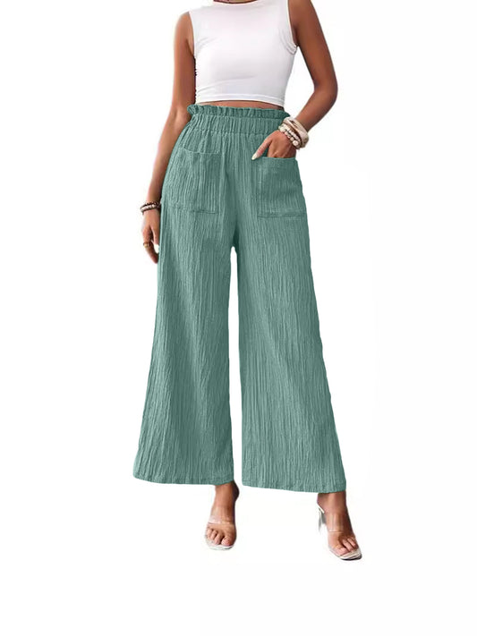 Stylish 3Sixty5 Smooth Silhouette Pants in teal color with wide leg and comfortable waistband