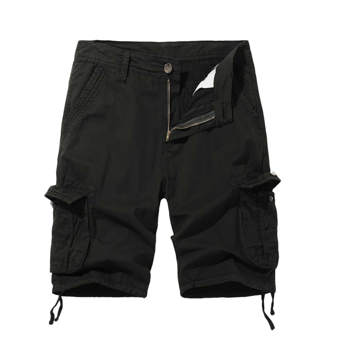 Stylish 3Sixty5 all-day comfort cargo shorts in black with multiple pockets and adjustable drawstrings