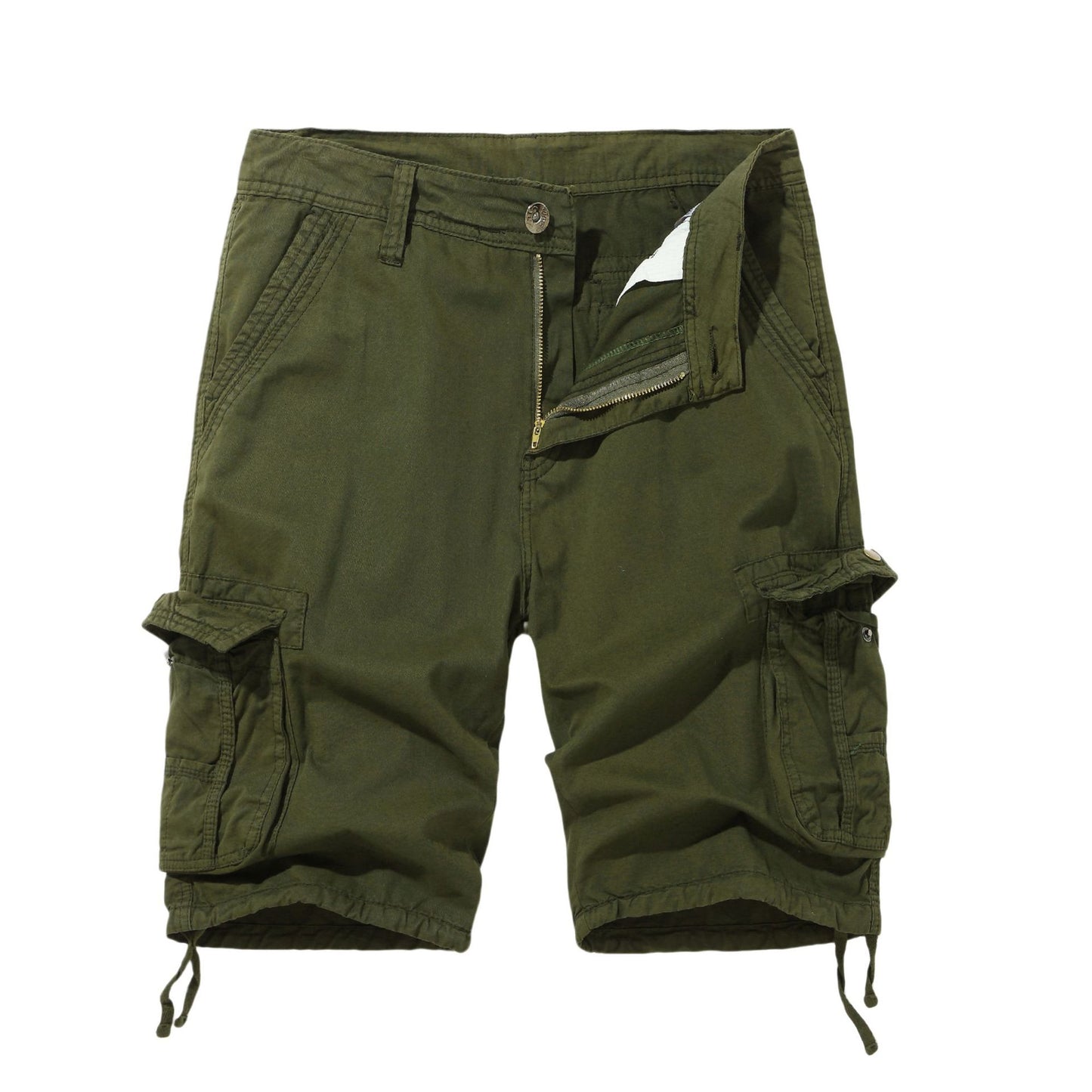 Stylish 3Sixty5 all-day comfort cargo shorts in olive green with multiple pockets and adjustable hem
