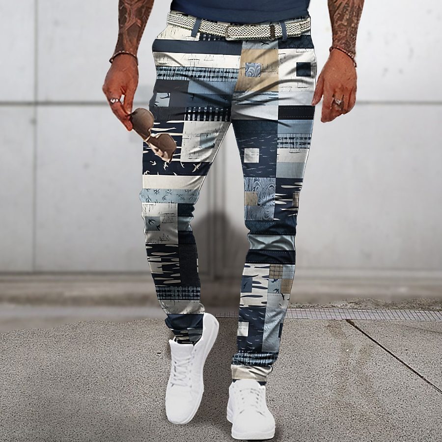Bold printed men's pants in stylish geometric design for a modern and trendy look
