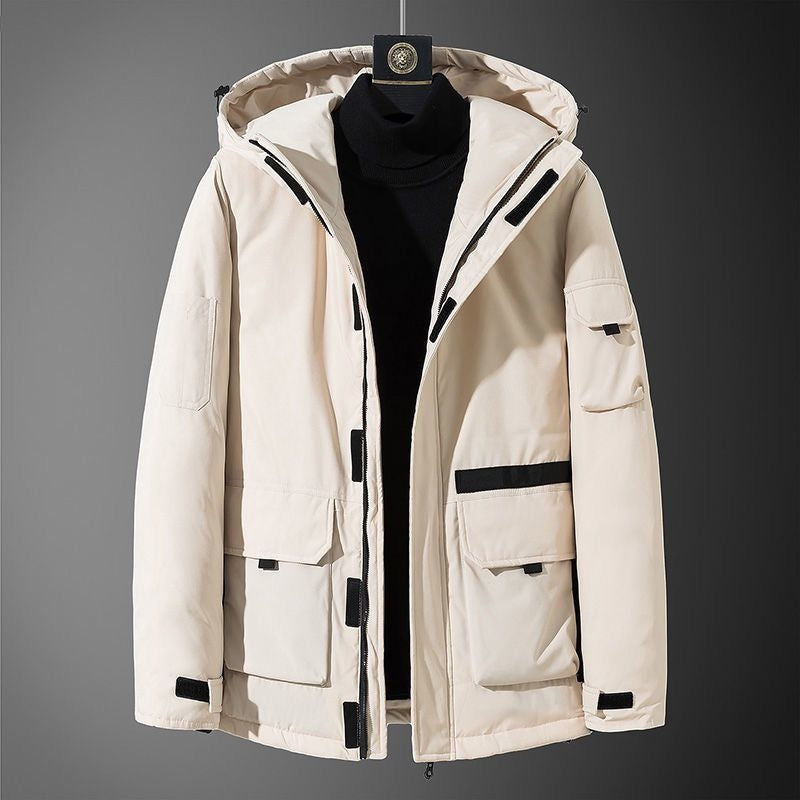 Stylish 3Sixty5 Campus Quest All-Weather Coat in Cream Color with Multiple Pockets and Hood