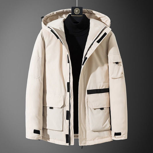 Stylish 3Sixty5 Campus Quest All-Weather Coat in Cream Color with Multiple Pockets and Hood