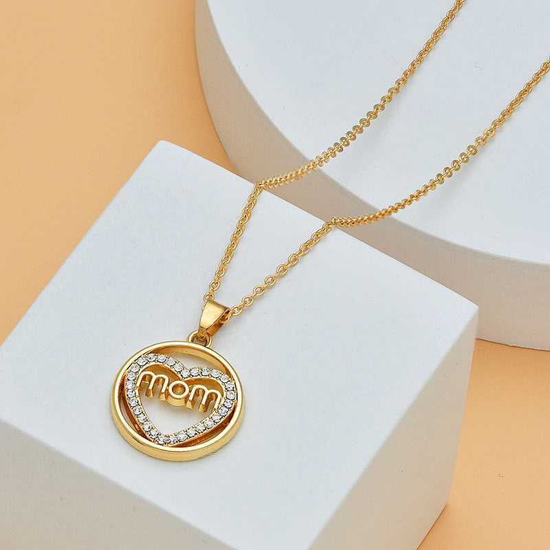 Stylish custom diamond necklace for mom in gold with heart design and sparkling accents