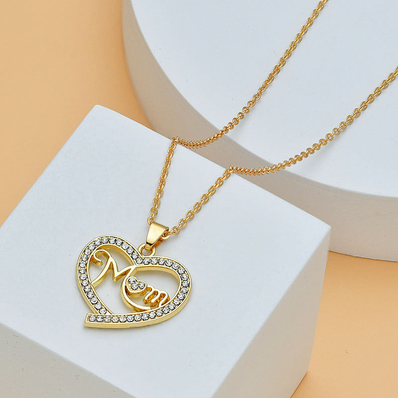 Stylish 3Sixty5 custom diamond necklace for mom in gold with heart-shaped design and sparkling accents
