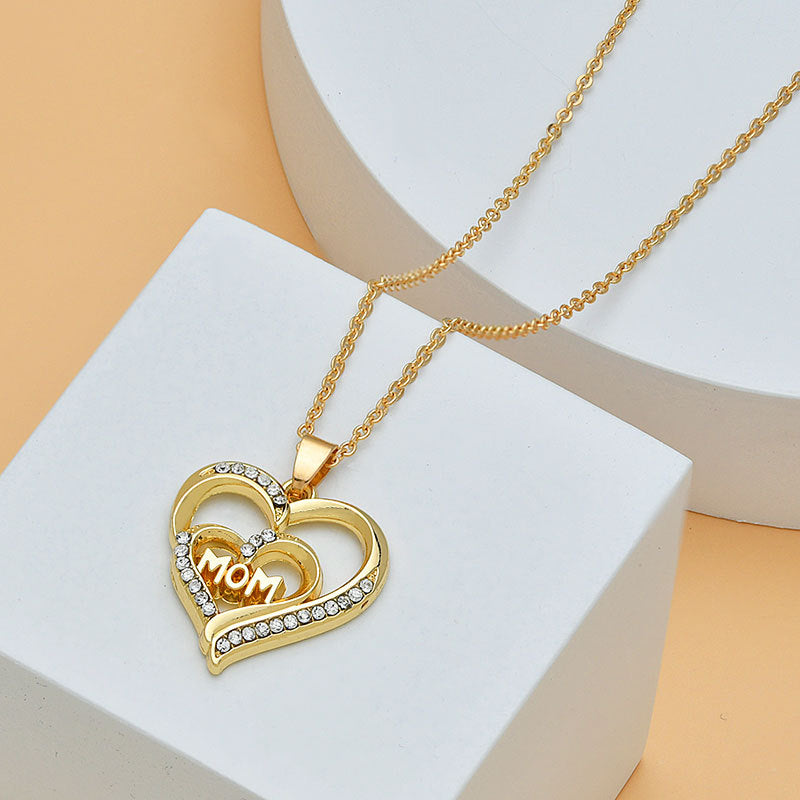 Elegant custom diamond necklace for mom featuring a heart design and shining stones