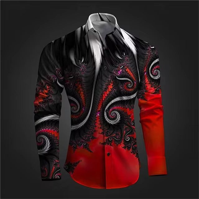 Stylish 3Sixty5 designer legacy wear shirt for men featuring a bold black and red spiral pattern