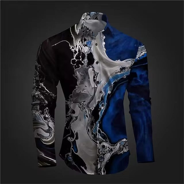 Stylish 3Sixty5 Designer Legacy Wear Shirt for Men in Abstract Blue and Black Pattern