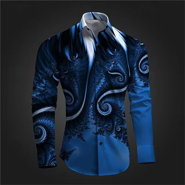 Stylish 3Sixty5 designer legacy wear shirt for men with intricate blue and black pattern
