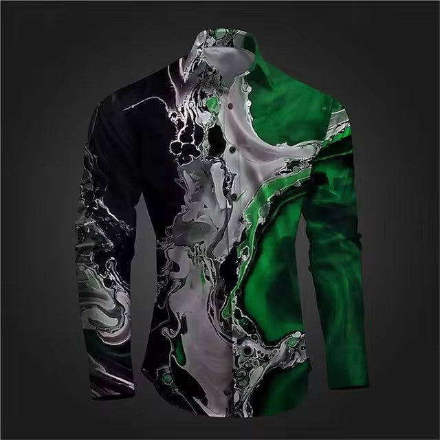 Stylish 3Sixty5 designer legacy wear shirt for men with unique green and black abstract pattern