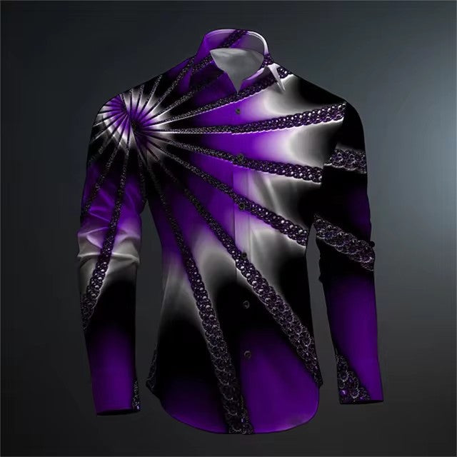 Stylish 3Sixty5 designer legacy wear shirt for men in purple with a unique spiral pattern