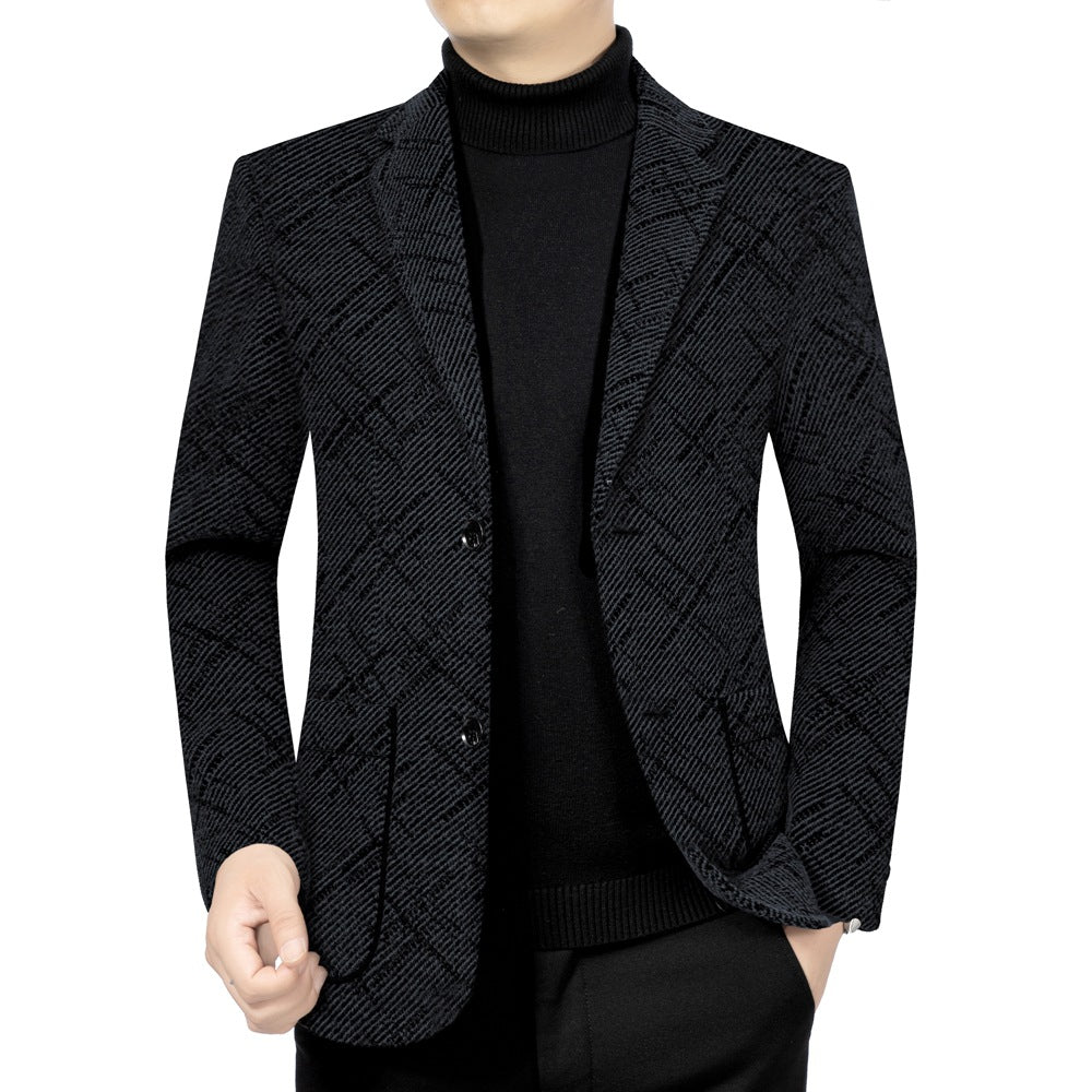 Stylish 3Sixty5 elite formal overcoat in black with a modern textured pattern for elegant occasions