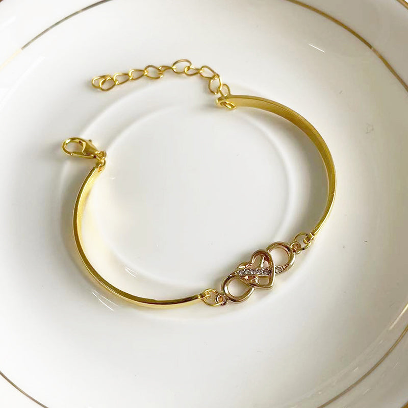 Stylish 3Sixty5 Forever Love Bracelet Gift in Gold with Heart Design and Adjustable Chain
