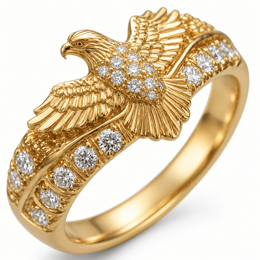 Golden Crest Eagle Ring - Stylish 3Sixty5