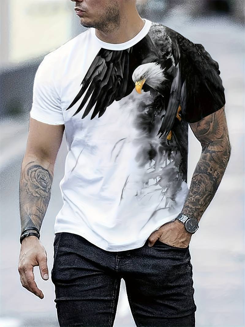 Men's Stylish 3Sixty5 Graphic Eagle Top featuring a bold eagle print on a white background