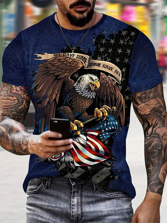 Men's graphic eagle top featuring a bold eagle design with American flag elements