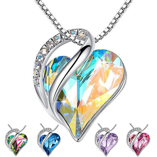 Stylish 3Sixty5 heart-shaped pendant necklace with colorful crystal and elegant silver chain