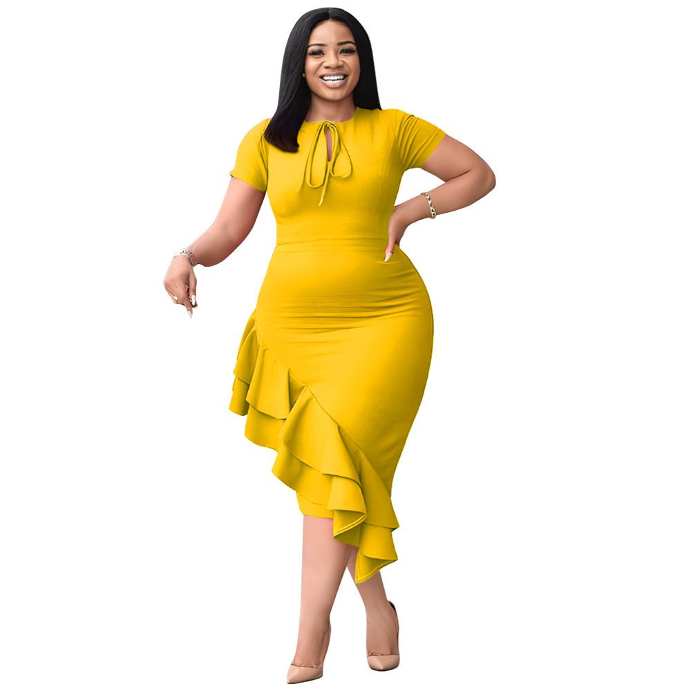 Lotus Leaf Tie Casual Dress - Stylish 3Sixty5