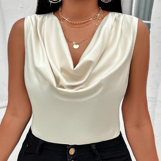 Luxury Satin Pile Collar Sleeveless Vest - Stylish 3Sixty5