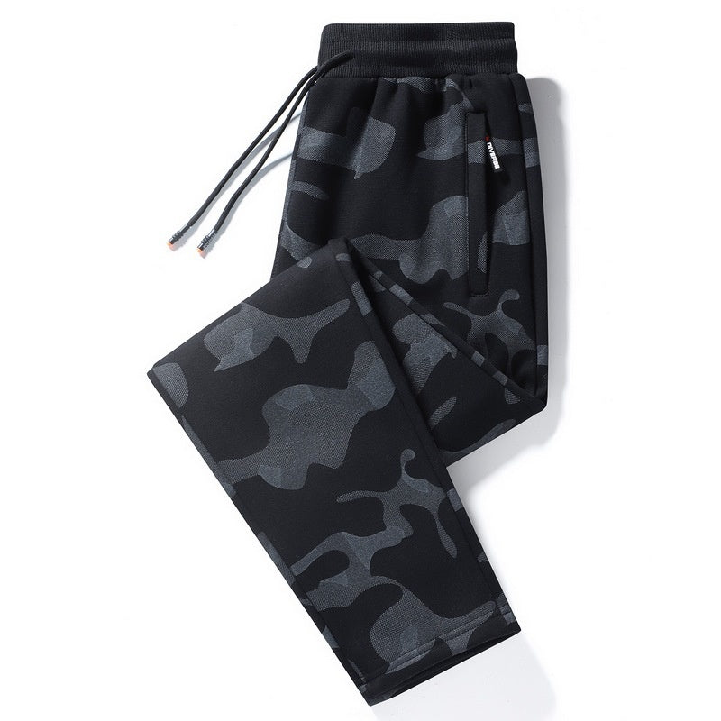 Stylish 3Sixty5 men's autumn joggers in black with a camouflage pattern for casual comfort