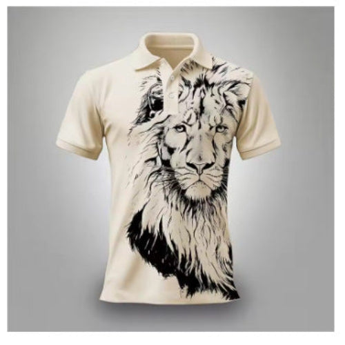 Stylish 3Sixty5 men's business casual lion tee featuring a detailed lion graphic design