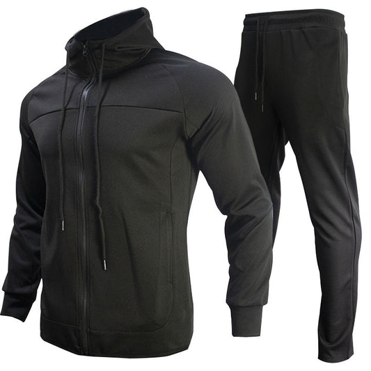 Stylish 3Sixty5 men's contrast sweatshirt set in black with zip-up hoodie and matching pants