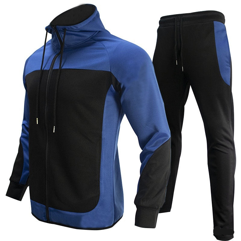 Stylish 3Sixty5 men's contrast sweatshirt set in blue and black for a trendy casual look