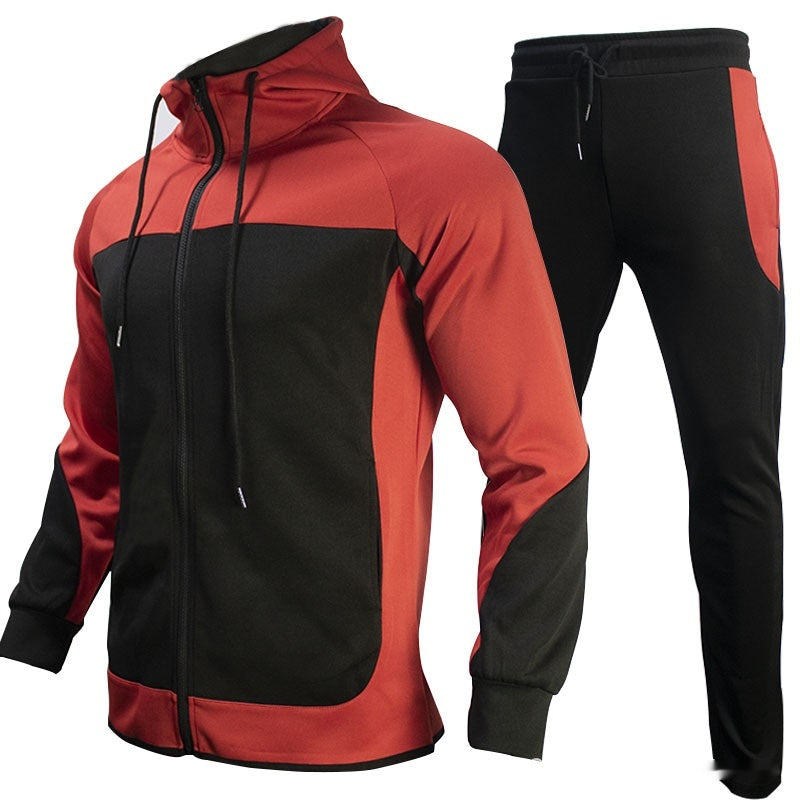 Men's contrast sweatshirt set from Stylish 3Sixty5 featuring a zip-up hoodie and matching jogger pants