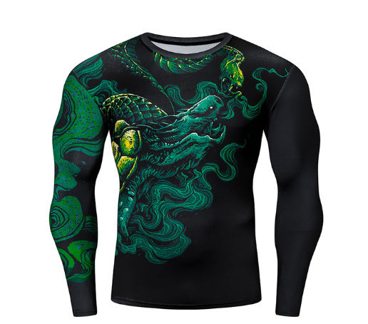 Stylish 3Sixty5 men's soft long sleeve tee featuring a vibrant dragon and smoke design on a black background