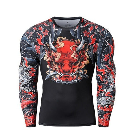 Stylish 3Sixty5 men's soft long sleeve tee featuring a vibrant samurai graphic design