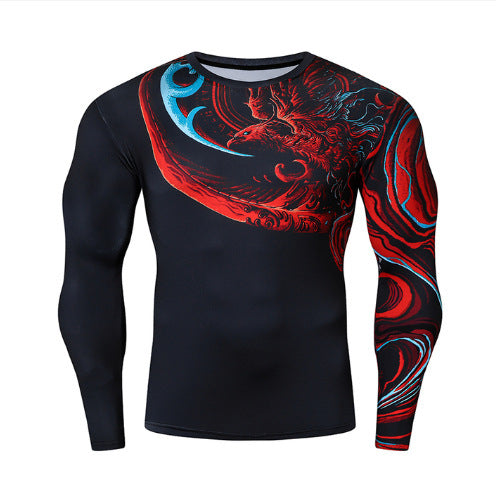 Stylish 3Sixty5 men’s soft long sleeve tee with bold red and blue graphic design