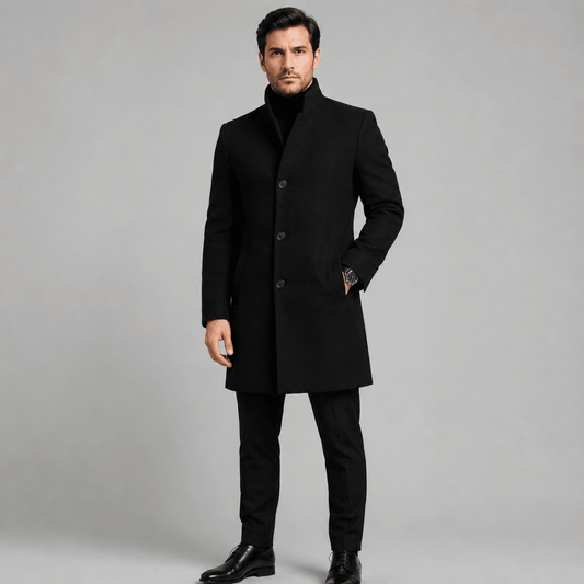 Modern Crest Mid-Length Coat for Men - Stylish 3Sixty5