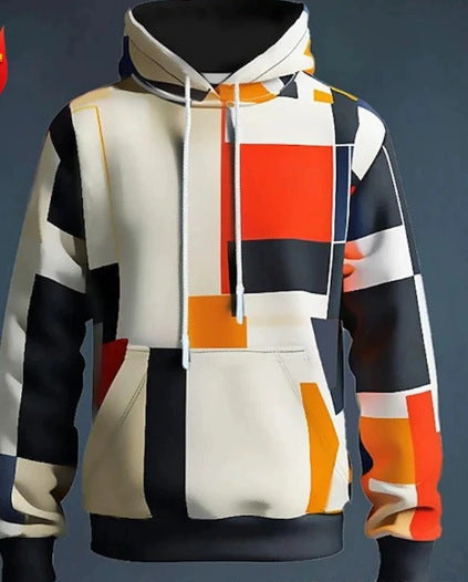 Stylish 3Sixty5 pixel block hooded sweatshirt in vibrant geometric print design for casual wear