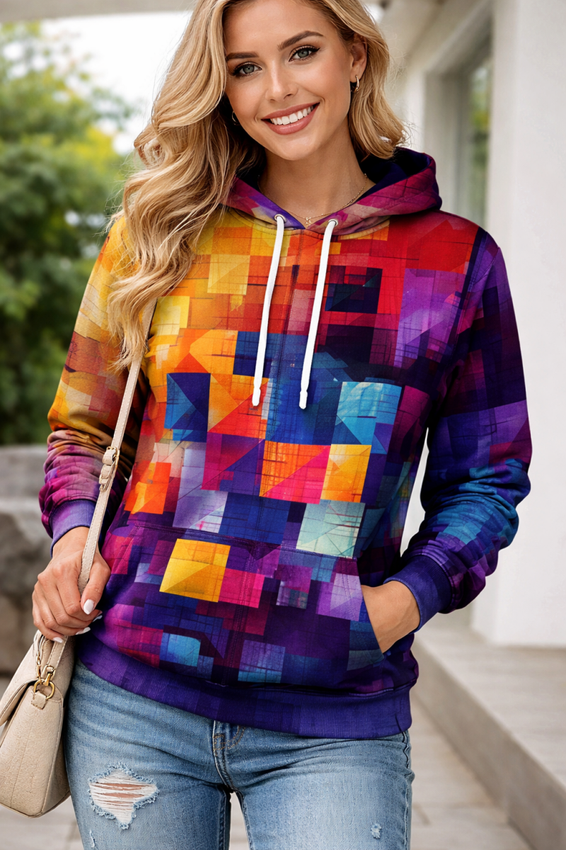 Pixel Riot Digital Block Hooded Sweatshirt - Stylish 3Sixty5