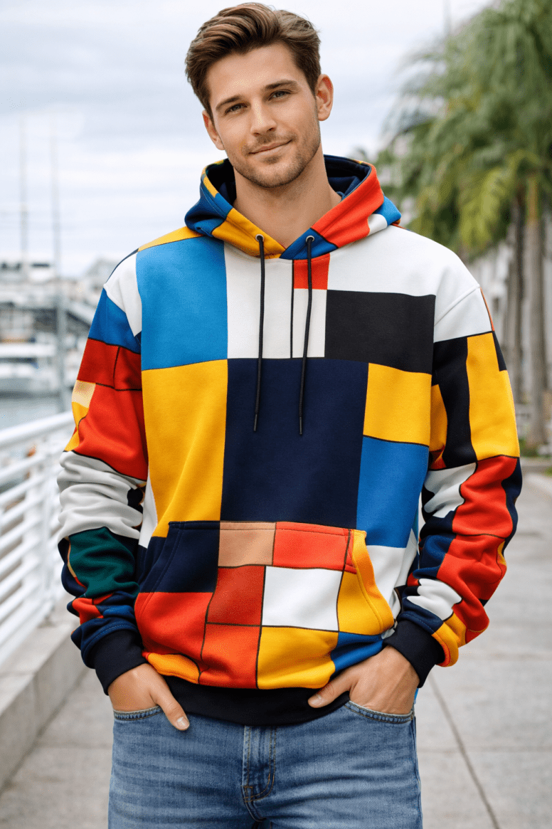 Pixel Riot Digital Block Hooded Sweatshirt - Stylish 3Sixty5