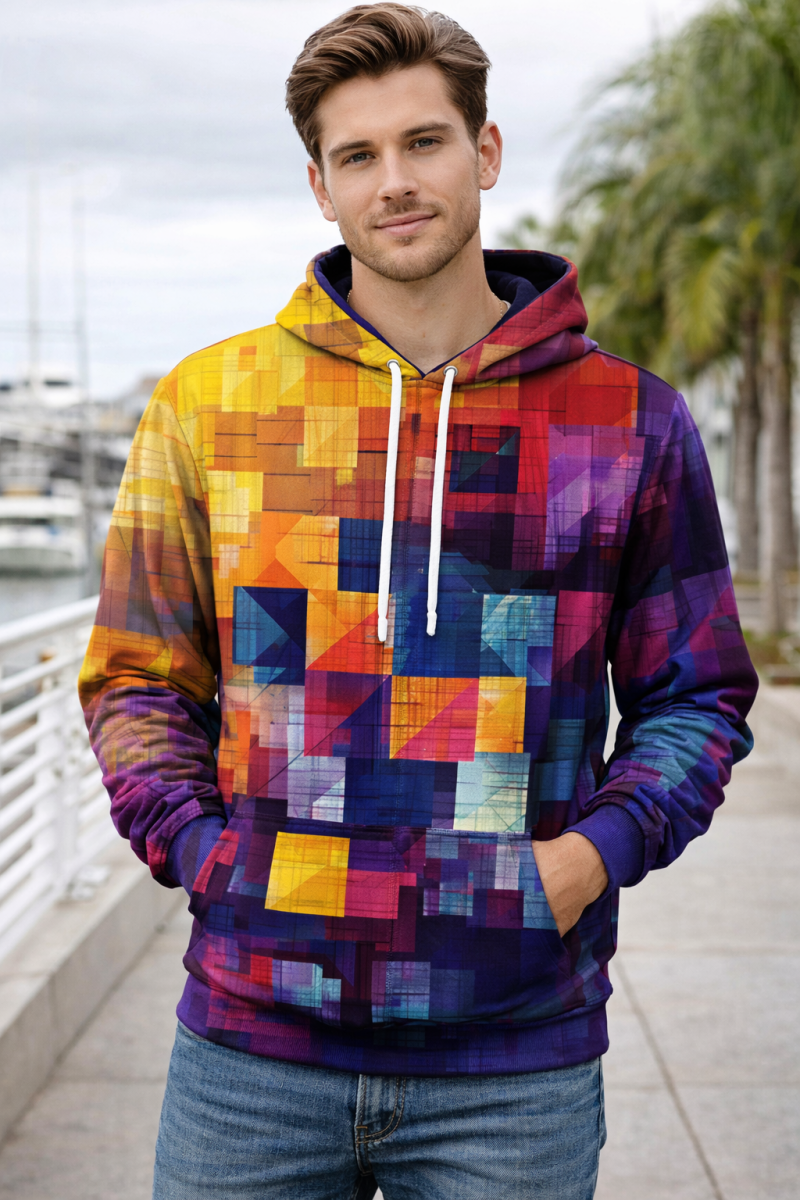 Pixel Riot Digital Block Hooded Sweatshirt - Stylish 3Sixty5