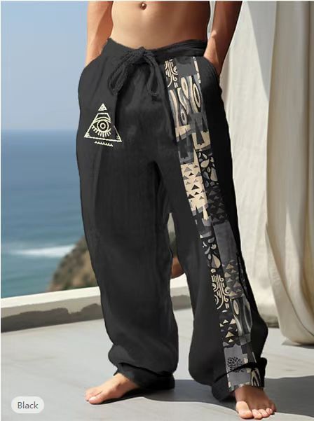 Stylish 3Sixty5 playful print trousers in black with a unique design for casual wear