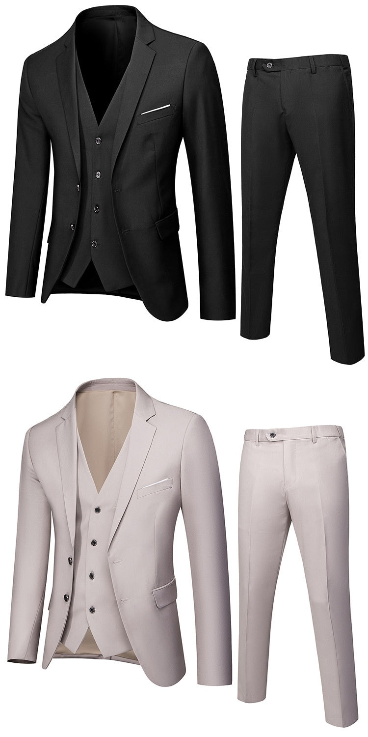 Stylish 3Sixty5 premium men's cotton suit in black and cream colors, featuring a tailored fit and classic design